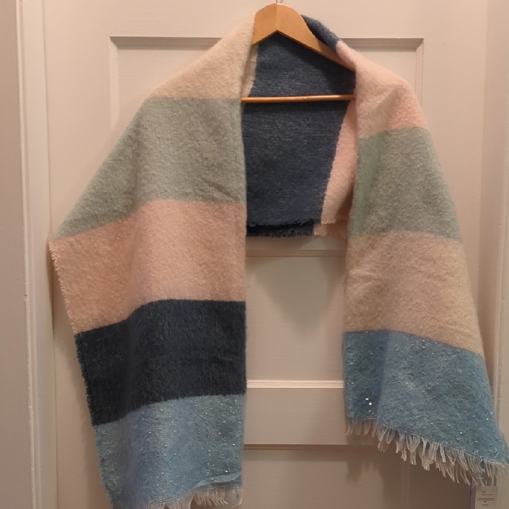 Striped Pastel Scarf with Fringe